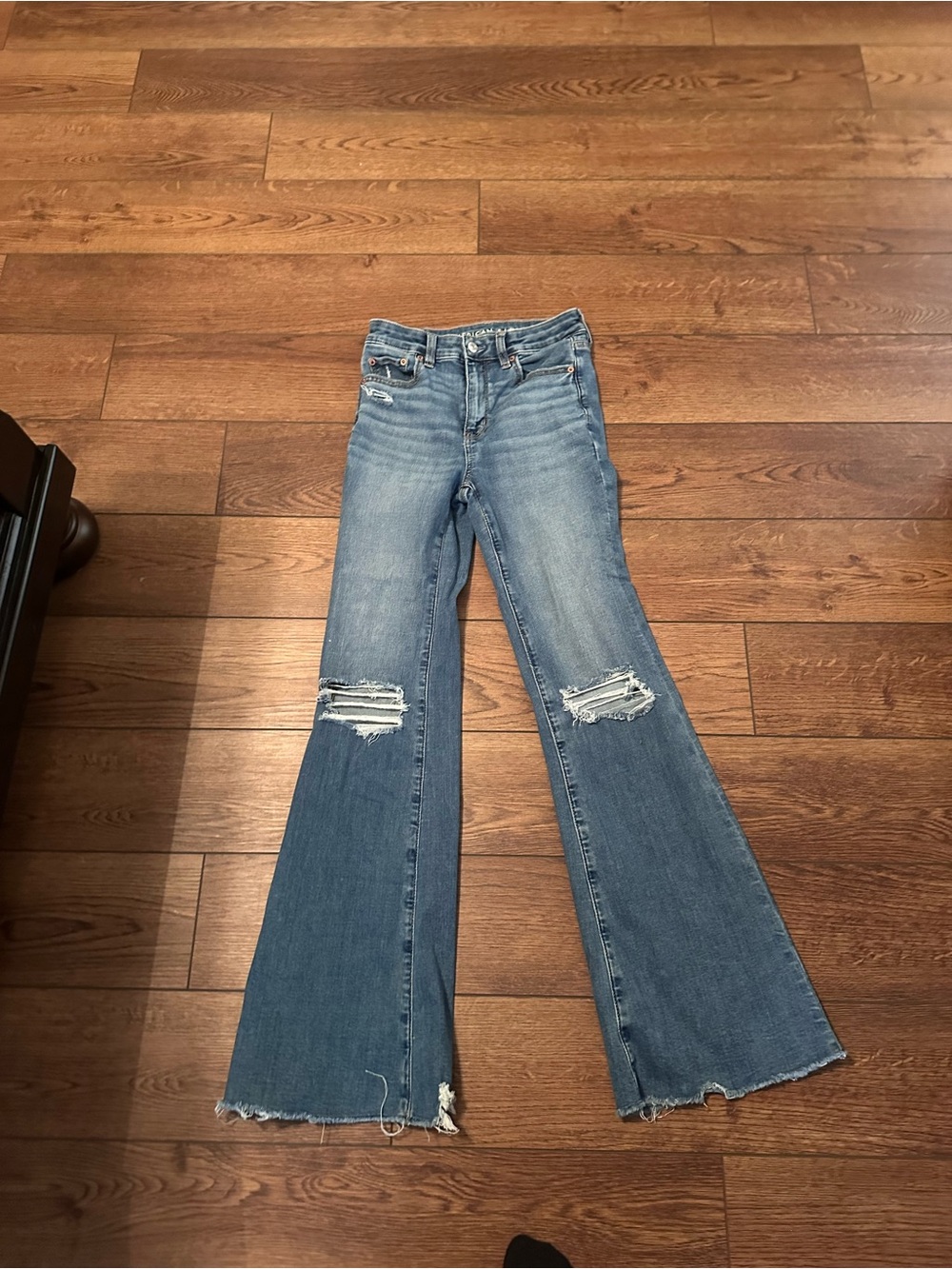 American Eagle Outfitters Light Blue Distressed Flare Jeans